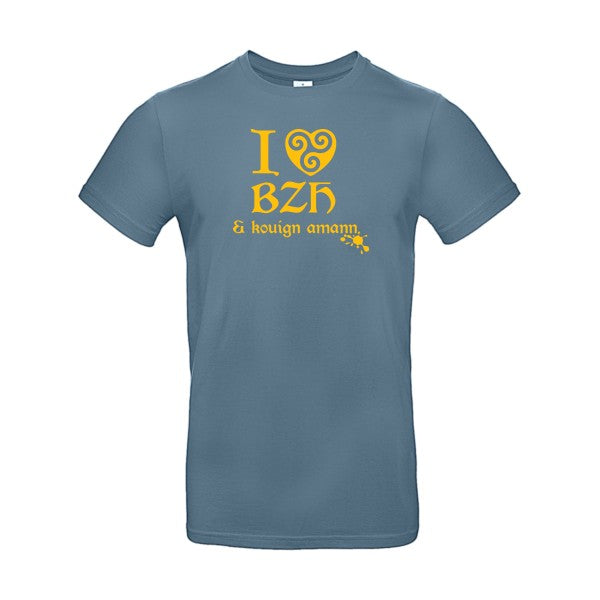 Love BZH & kouignFlex jaune or- T-shirt E190|Stone Blue||2XL