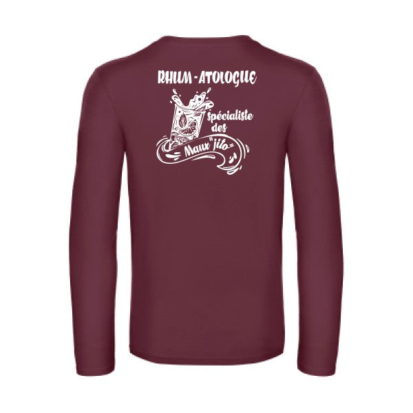 rhum atologue - t shirt- manches- longues- original- humour- Burgundy impression Dos