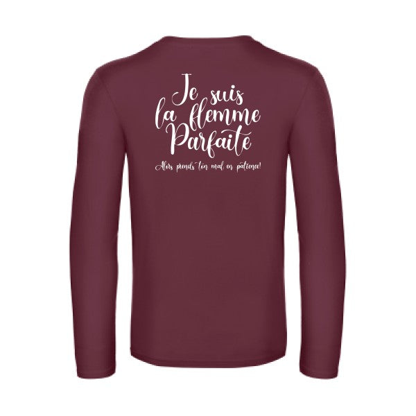 la flemme parfaite - t shirt- manches- longues- original- humour- Burgundy impression Dos