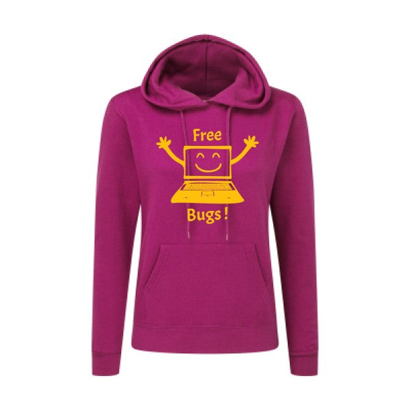 FREE BUGS ! jaune Or |Sweat original à capuche Femme