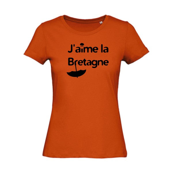 T shirt humour bio femme   femme bio|J'aime la Bretagne Noir 