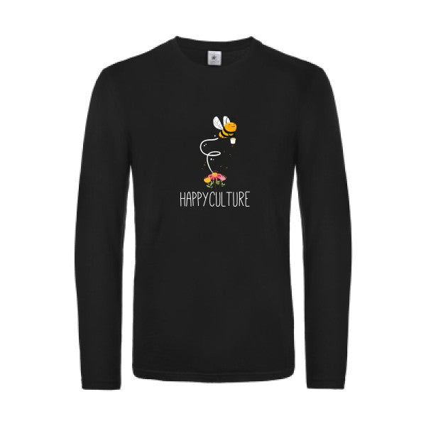 happy-t-shirt-manches-longues-original-humour -Black