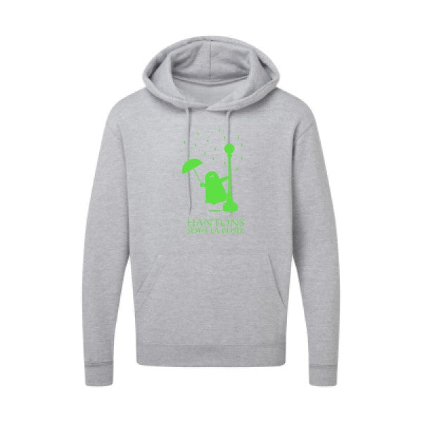 Hantons sous la pluie Vert fluo |Sweat capuche imprimé homme