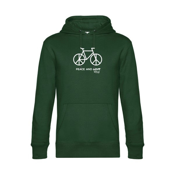 Peace-and-velo sweat shirt original Bottle Green flex Blanc impression Face
