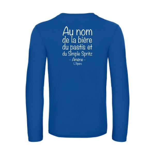 priere de l apero - t shirt- manches- longues- original- humour- Royal Blue impression Dos