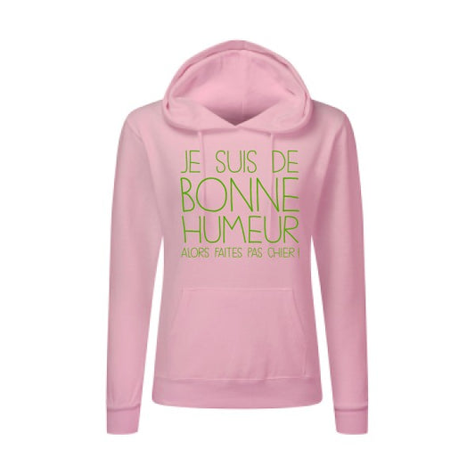 BONNE HUMEUR Vert pomme |Sweat original à capuche Femme