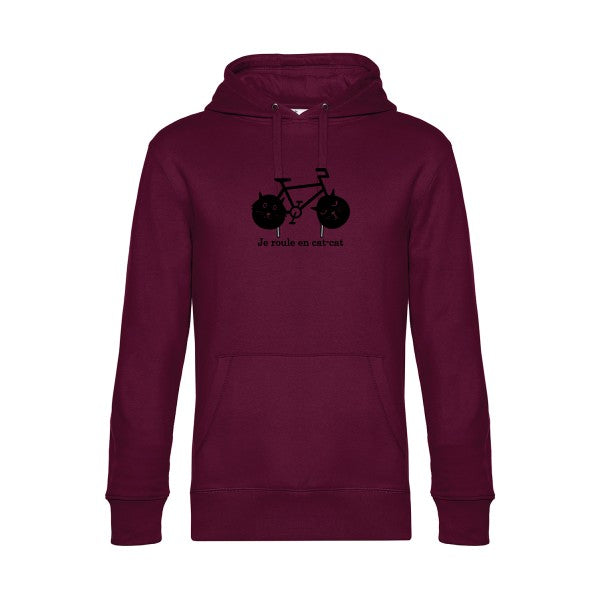 cat-cat-bike sweat shirt original Burgundy flex Noir impression Face