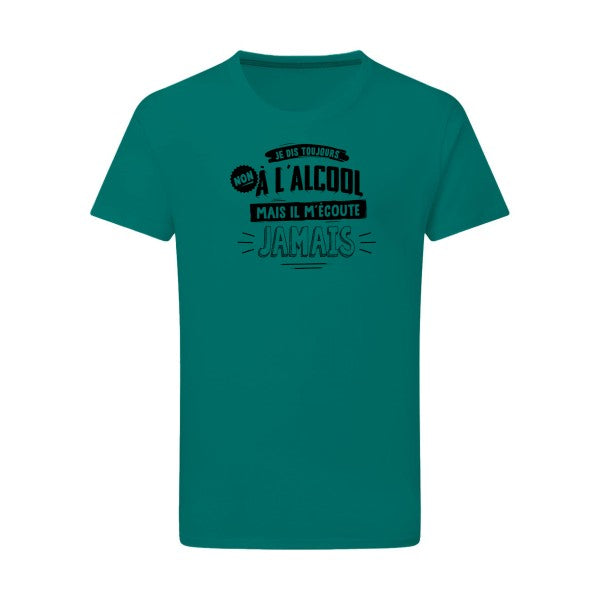 Non à l'alcool  - Flex noir Tshirt original Emerald Green  2XL