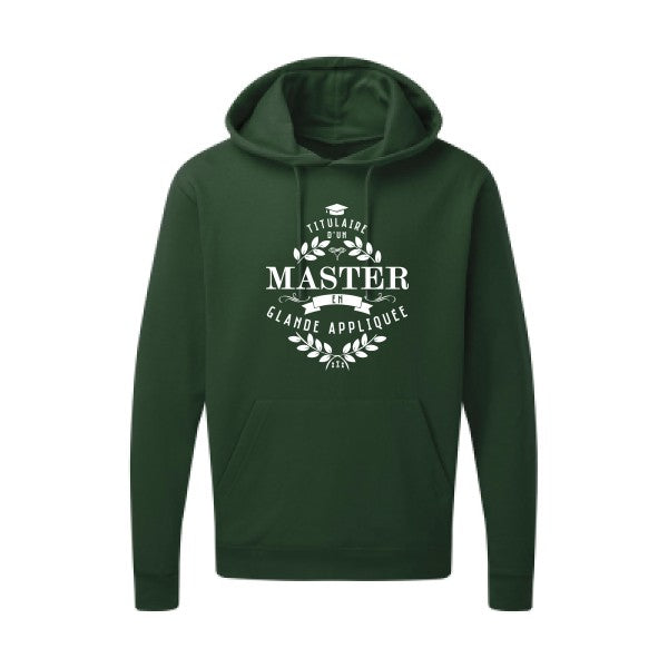 Master en glande appliquée Blanc |Sweat capuche imprimé homme