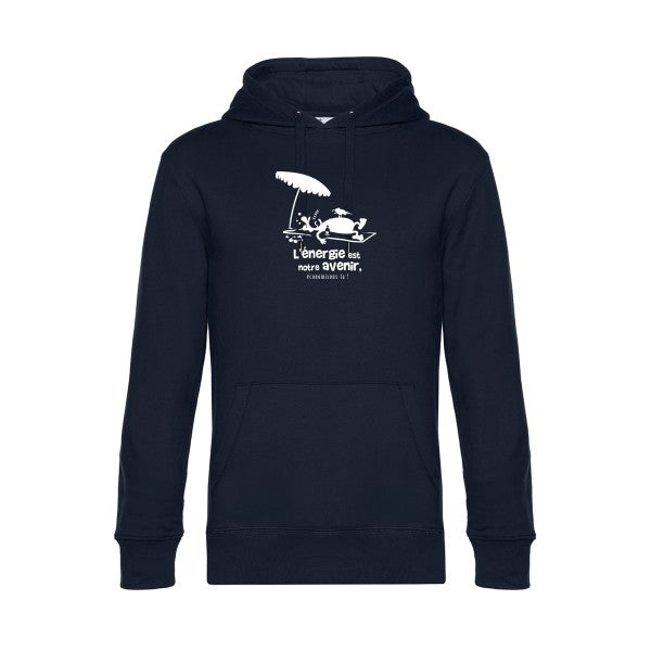 l-energie-est-notre-avenir sweat shirt original Navy Blue flex Blanc impression Face