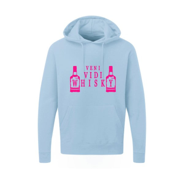 VENI VIDI WHISKY |Sweat  capuche humoristique Rose fluo 