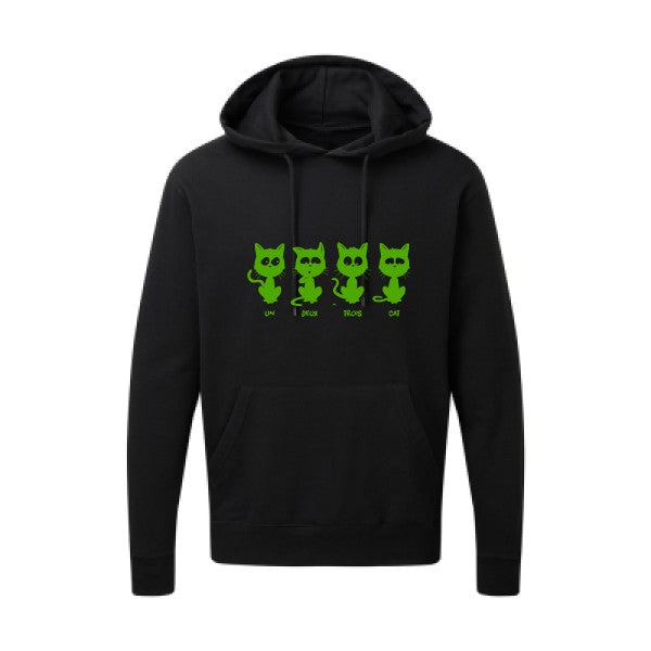 un deux trois cat Vert pomme |Sweat capuche imprimé homme