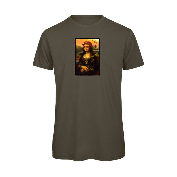 T-shirt humour original La Joconde T Shirt couleur Khaki Green