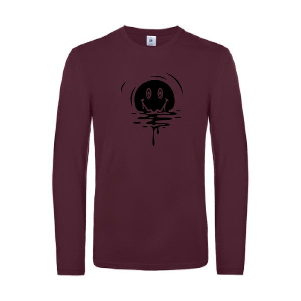 sun smile - t shirt- manches- longues- original- humour- Burgundy impression Face