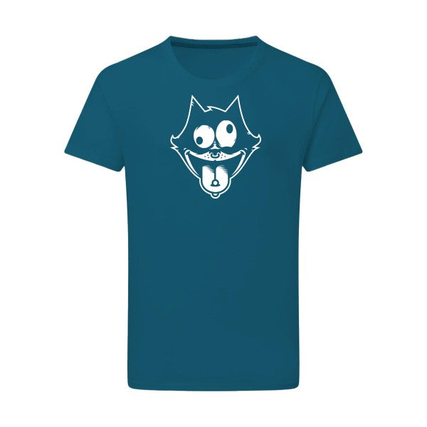 Freak the cat ! Blanc -Flex Blanc sur T-shirt SG  Petrol  2XL