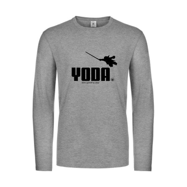yoda - t shirt- manches- longues- original- humour- Sport Grey impression Face