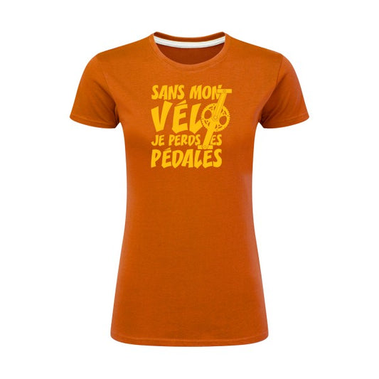 Sans mon vélo, je perds les pédales ! | jaune Or |T shirt original femme|SG