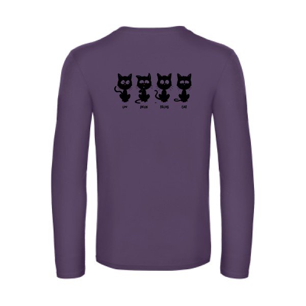 un deux trois cat - t shirt- manches- longues- original- humour- Urban Purple impression Dos