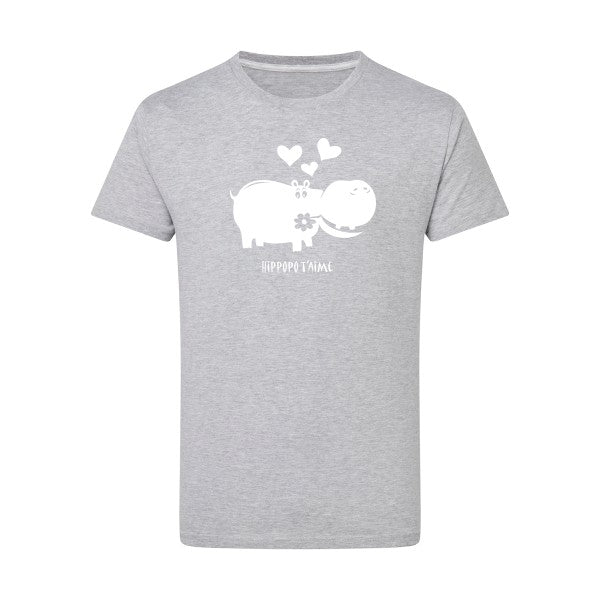 Hippopo t'aime Blanc -Flex Blanc sur T-shirt SG  Light Oxford  5XL