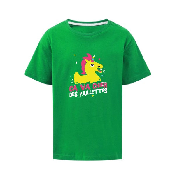 ça va chier des paillettes SG - Kids T-shirt enfant Kelly Green Taille 140 (9-10/XL)