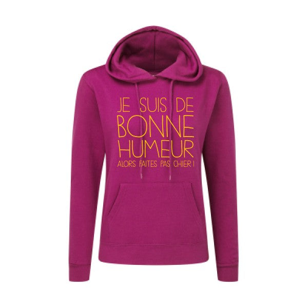 BONNE HUMEUR jaune Or |Sweat original à capuche Femme