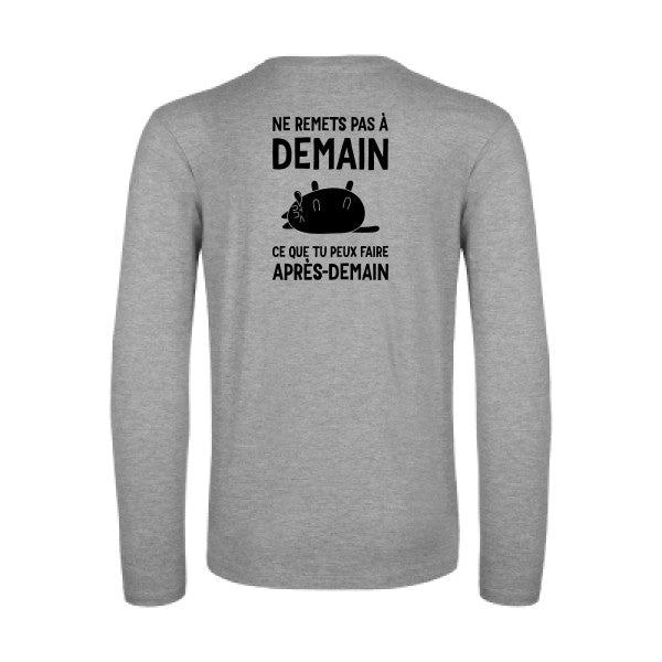 ne remets pas a demain - t shirt- manches- longues- original- humour- Sport Grey impression Dos