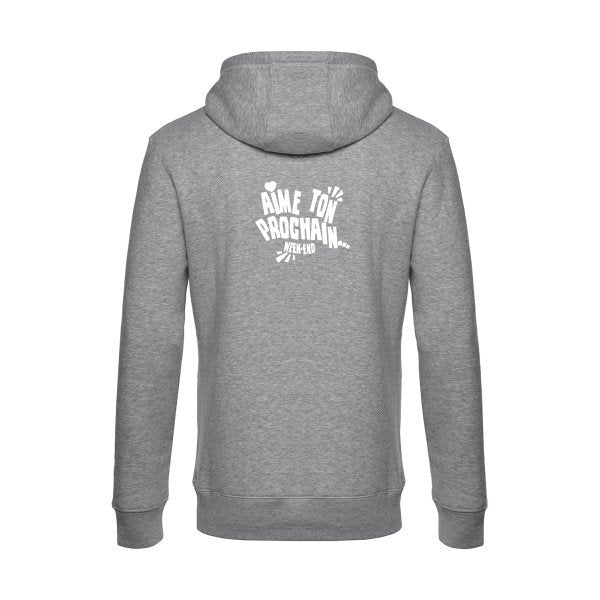 Aime-ton-prochain sweat shirt original Heather Grey flex Blanc impression Dos