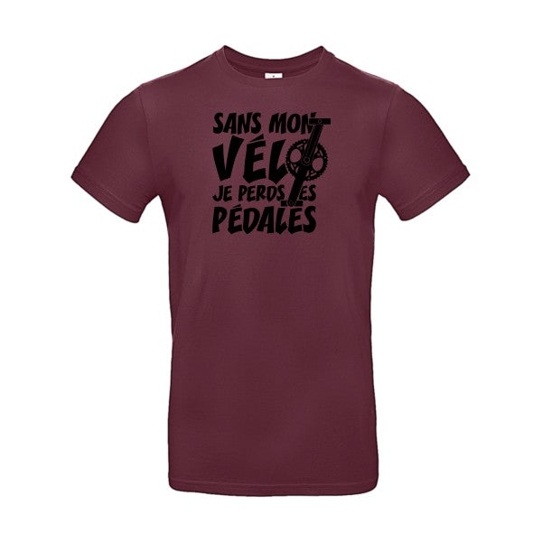 Sans mon vélo, je perds les pédales ! flex noir B&C - E190 T-shirt|Burgundy||2XL