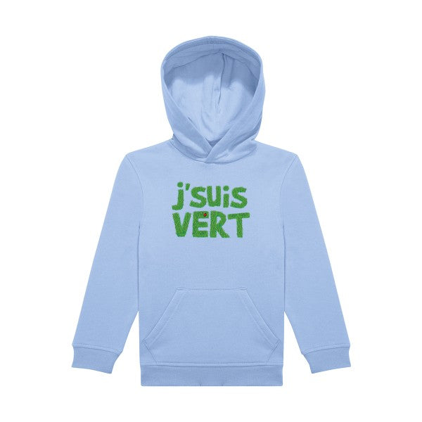 sweat capuche enfant Bleu Ciel J-suis-vert