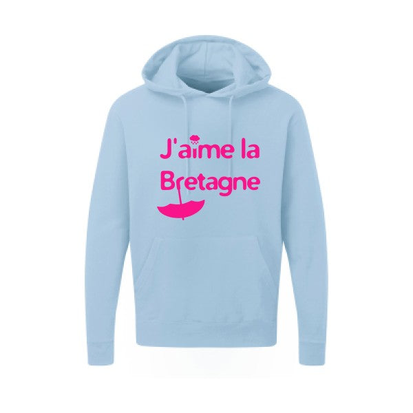 J'aime la Bretagne |Sweat  capuche humoristique Rose fluo 