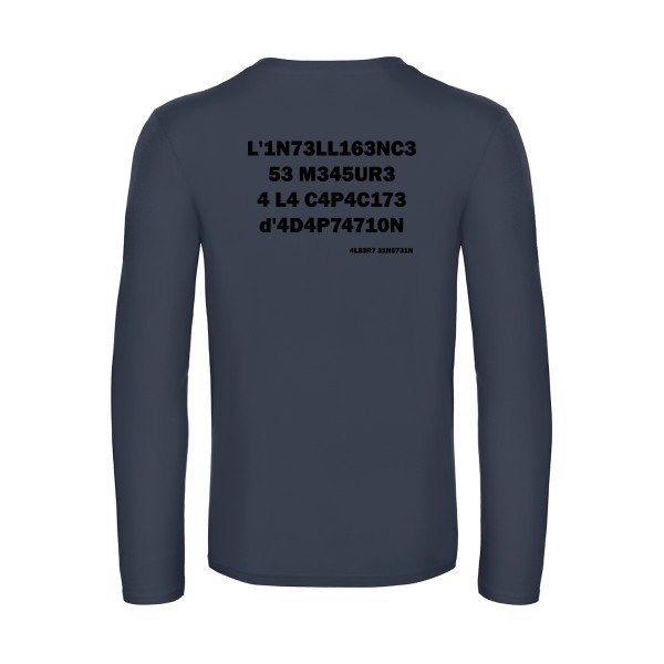 l -intelligence - t shirt- manches- longues- original- humour- Navy impression Dos