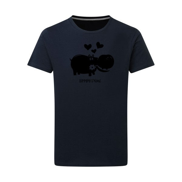 Hippopo t'aime noir -Flex noir sur T-shirt SG  Navy  5XL