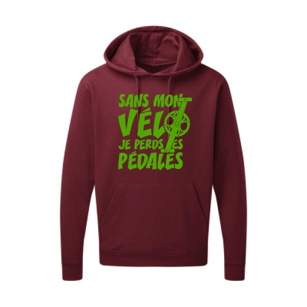 Sans mon vélo, je perds les pédales ! |Sweat  capuche humoristique Vert pomme 