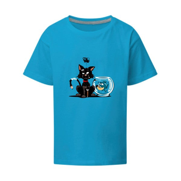 Le piranha et le chat SG - Kids T-shirt enfant Turquoise Taille 152 (11-12/2XL)