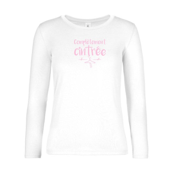t-shirt lsl femme Completement-cintre White flex Rose