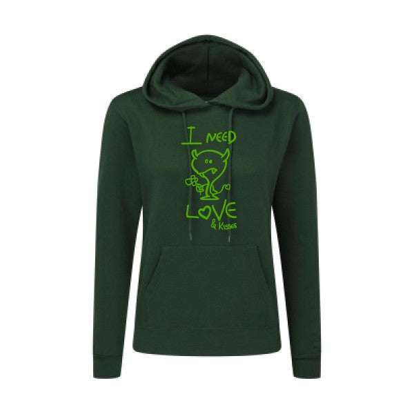 LOVER Vert pomme |Sweat original à capuche Femme