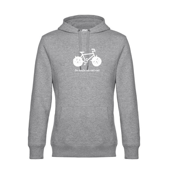 cat-cat-bike sweat shirt original Heather Grey flex Blanc impression Face