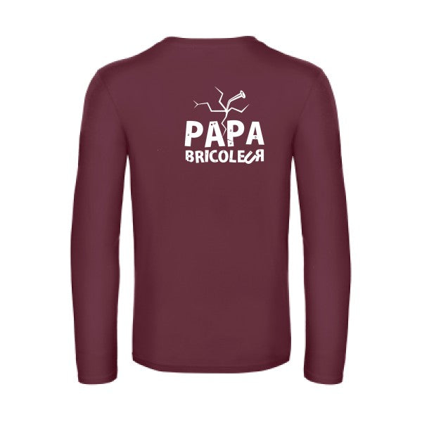 papa bricoleur - t shirt- manches- longues- original- humour- Burgundy impression Dos