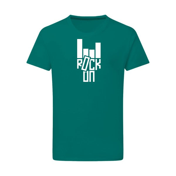 Rock On ! -Flex Blanc sur T-shirt SG  Emerald Green  2XL