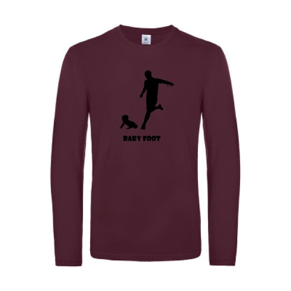 baby foot - t shirt- manches- longues- original- humour- Burgundy impression Face