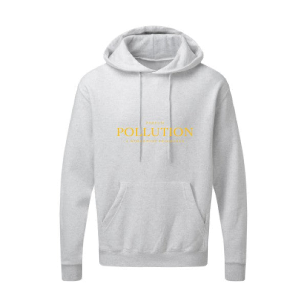 Parfum POLLUTION jaune Or |Sweat capuche imprimé homme