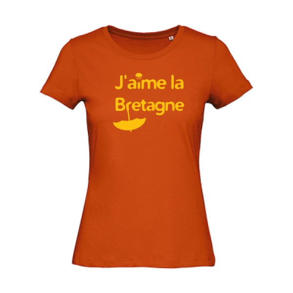 T shirt humour bio femme   femme bio|J'aime la Bretagne jaune Or 