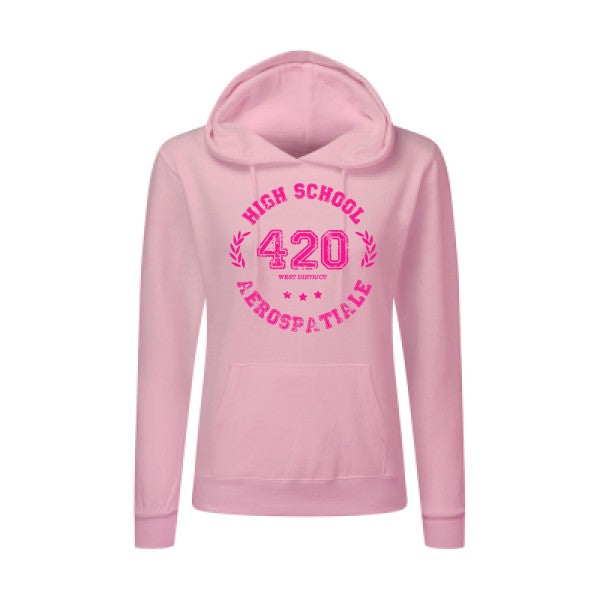 Very high school Rose Fluo |Sweat original à capuche Femme