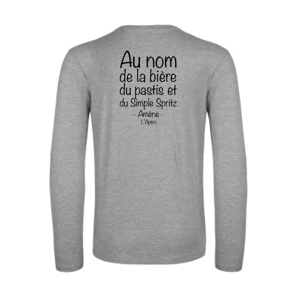 priere de l apero - t shirt- manches- longues- original- humour- Sport Grey impression Dos