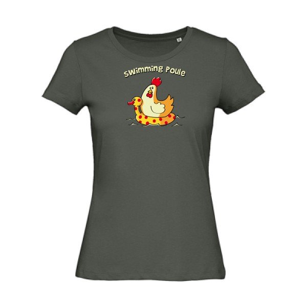 swimming-poule- - t-shirt original femme Millennial Khaki
