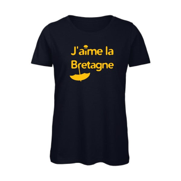 T shirt humour bio femme   femme bio|J'aime la Bretagne jaune Or 