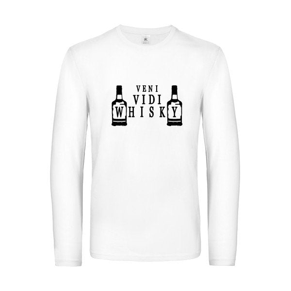 veni vidi whisky - t shirt- manches- longues- original- humour- White impression Face