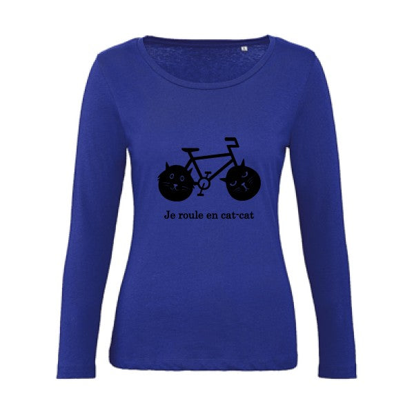 cat-cat bike Noir |   T shirt manches longues femme|100% bio