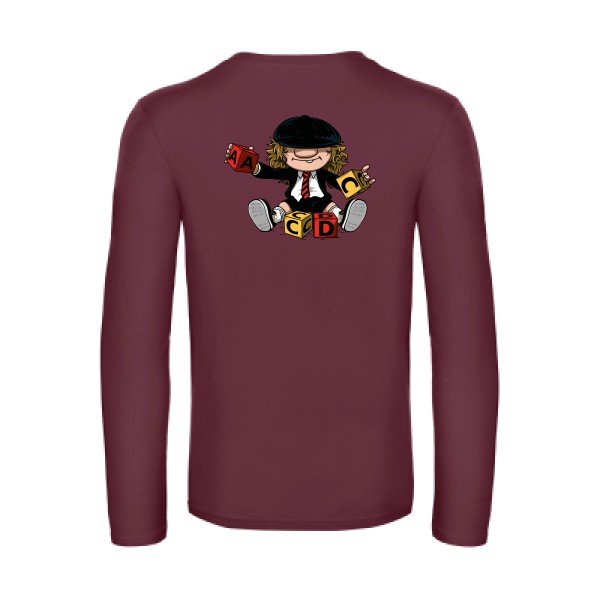 acdc-t-shirt-manches-longues-original-humour -Burgundy
