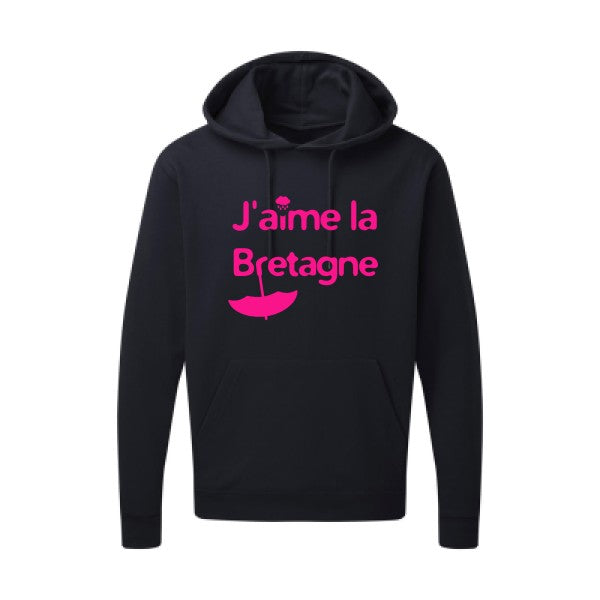 J'aime la Bretagne |Sweat  capuche humoristique Rose fluo 